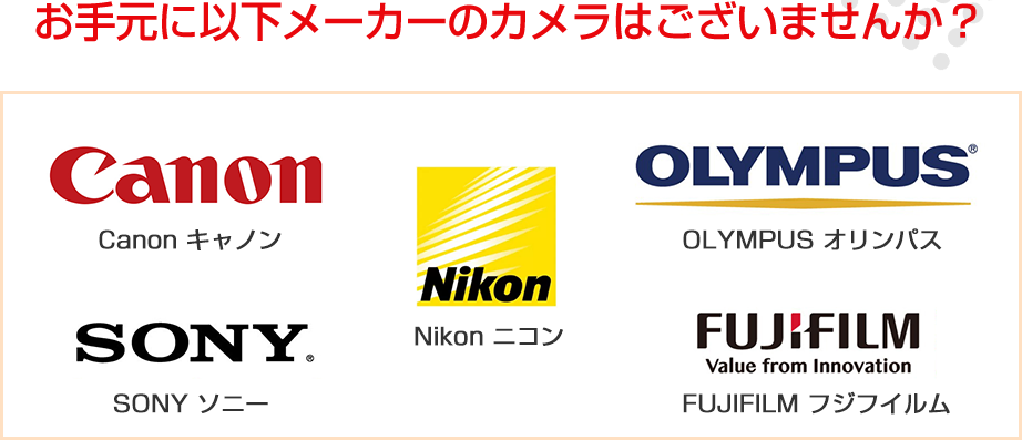 お手元に以下メーカーのカメラはございませんか？